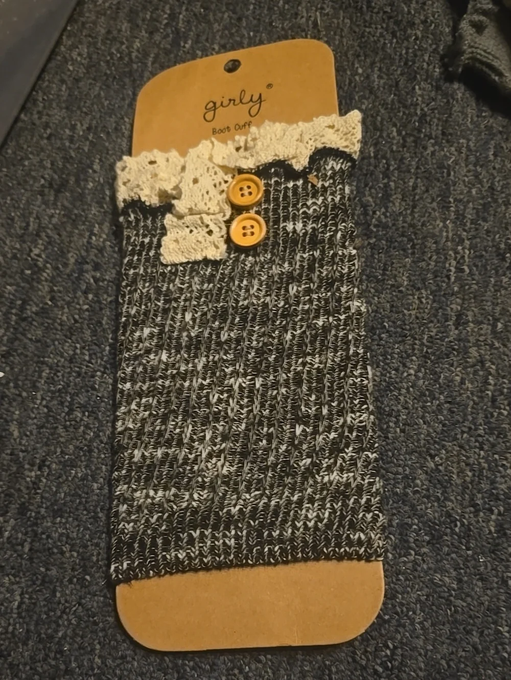 ❤️10/$13 New Girly Black & Cream Knit Boot Cuff with Lace Trim
